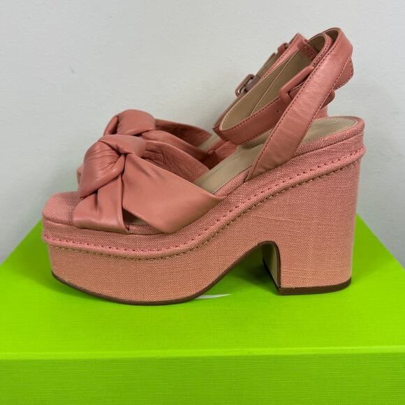 New Sam Edelman Theresa Square Toe Ankle Strap Platform Sandals in Pink Size 7 - Picture 4 of 10